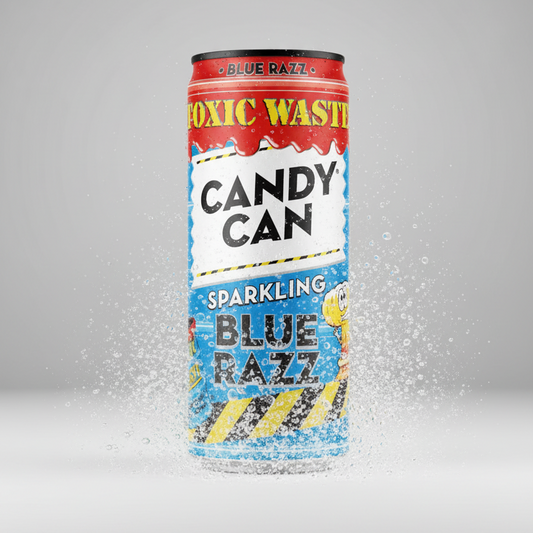 Beverage Toxic Waste Candy Can Blue Razz 330ml con bollicine visibili