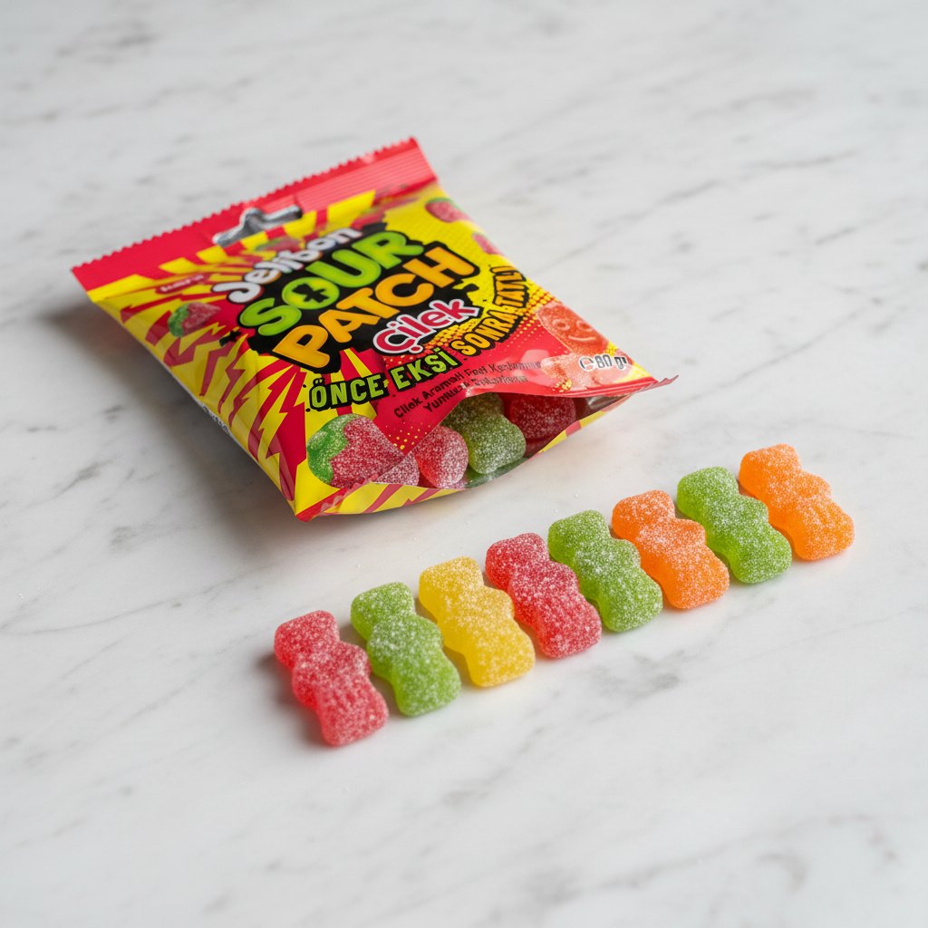 dettaglio caramelle gommose Kent Jelibon fragola consistenza