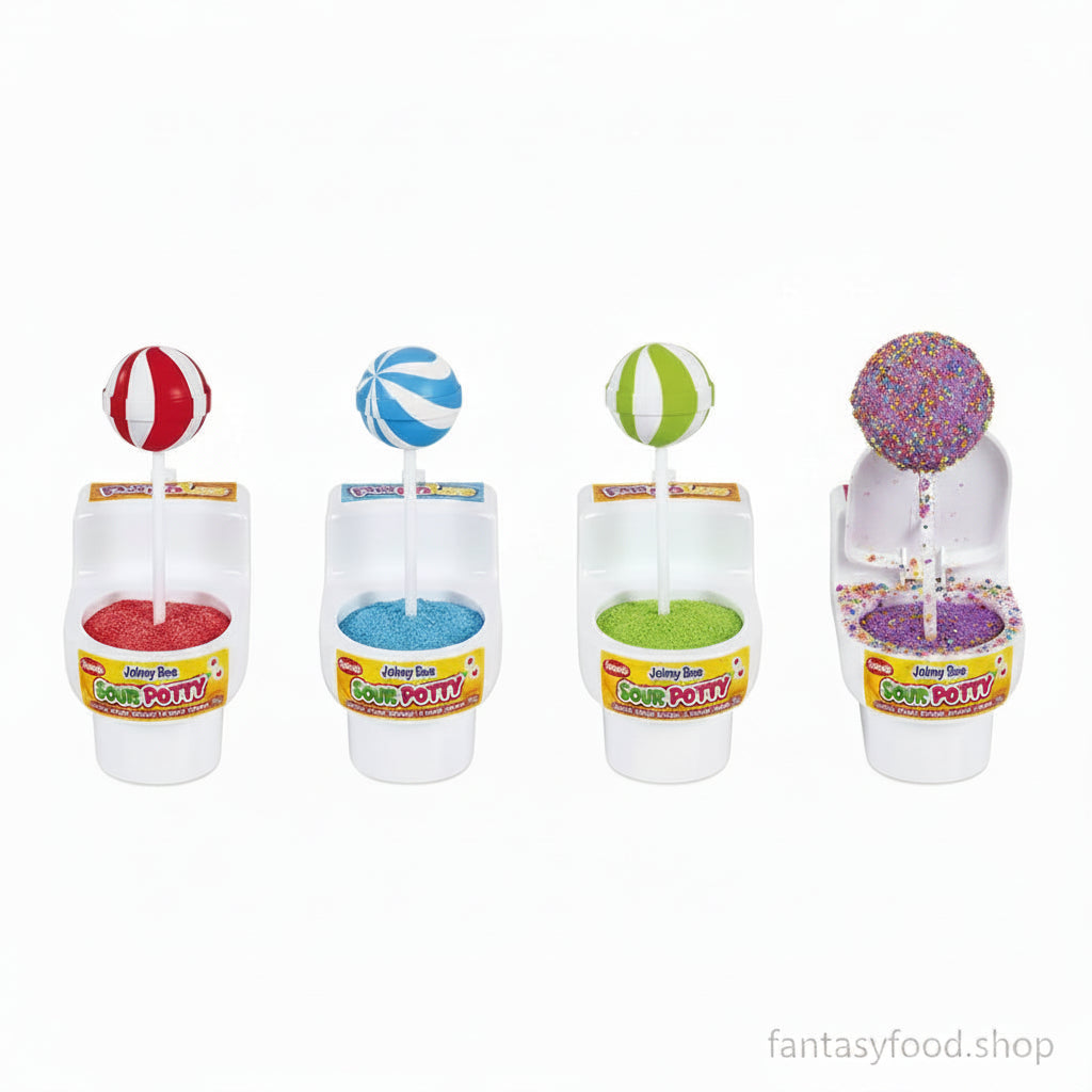 Bastoncino lecca-lecca intinto nella polvere frizzante acida estratto dal mini water.
