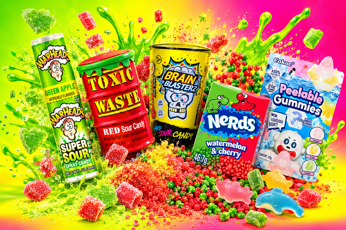 Collezione di caramelle strane e rare importate da USA, Asia e UK con caramelle anime One Piece e snack internazionali Fantasy Food.