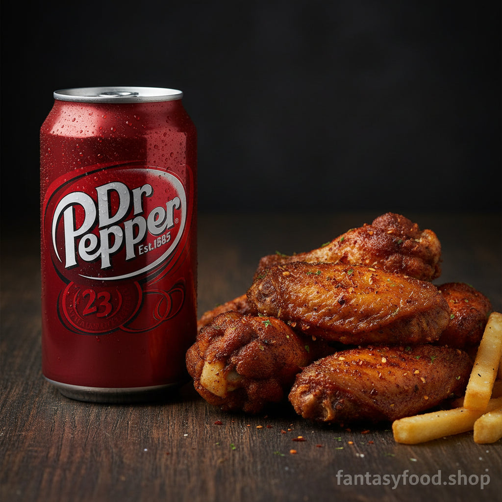 abbinamento-dr-pepper-burger-food.jpg	Dr Pepper Classica abbinata ad alette di pollo americano e patatine fritte.