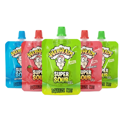 Warheads Apple Super Sour Gel insieme ad altri gusti Warheads
