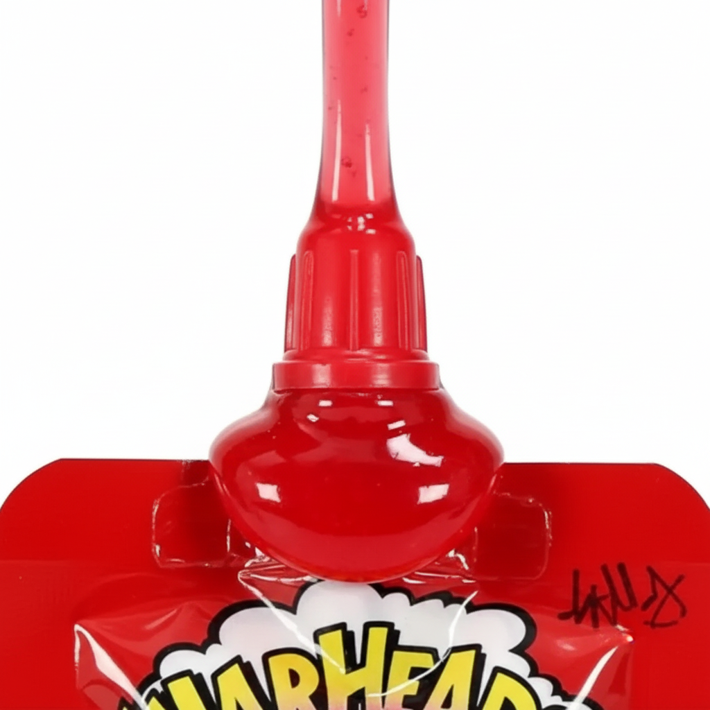 Macro del gel rosso ciliegia fuori dal tubetto, evidenziando consistenza, brillantezza e colore intenso, acidità percepita visivamente.