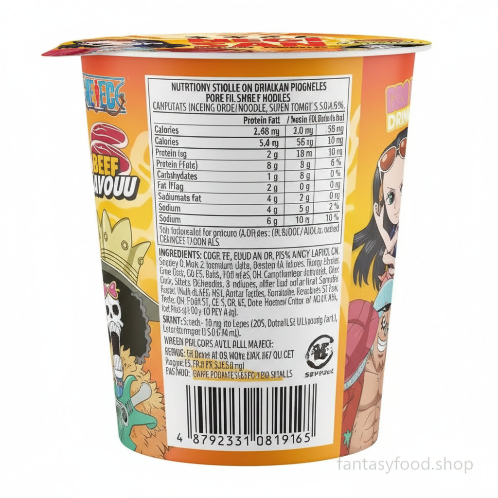 Retro della confezione Negisan Cup Noodle One Piece con ingredienti e valori nutrizionali