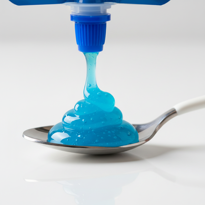 Primo piano del Warheads Super Sour Gel Lampone Blu spremuto sulla lingua, mostrando la consistenza gelatinosa e l’intensità dell’acidità fruttata