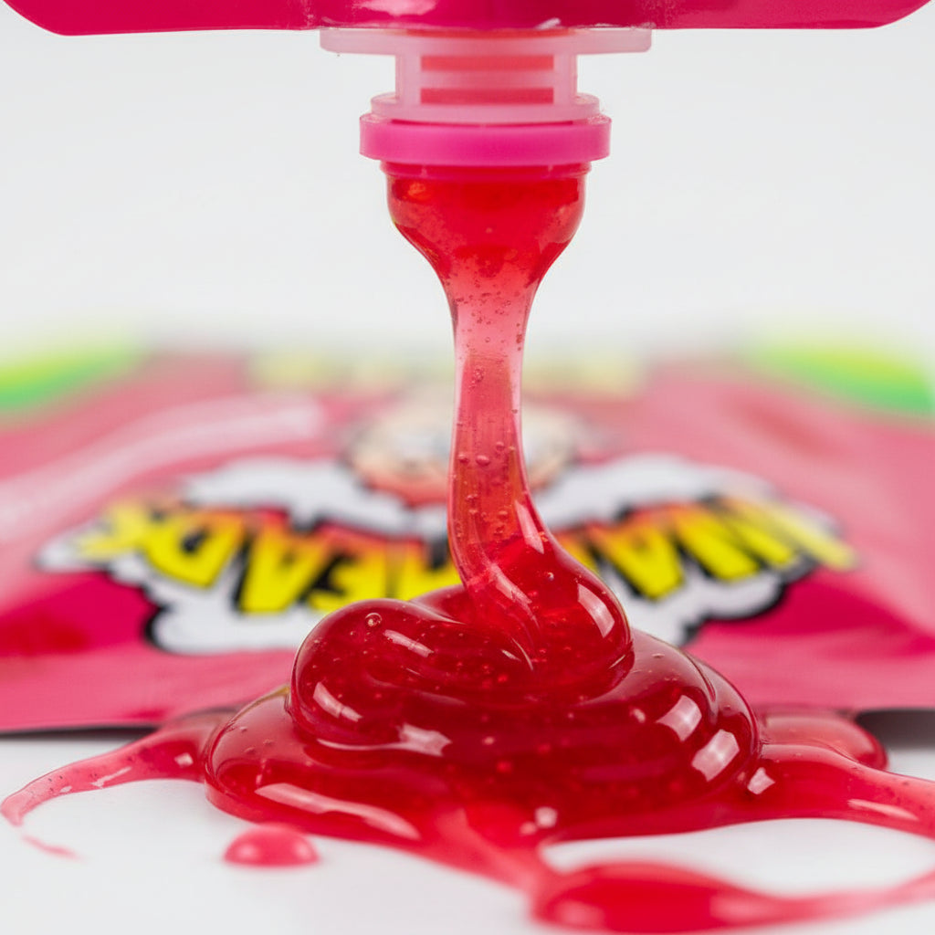 Dettaglio del gel Fragola con focus sulla superficie lucida e colore rosso brillante