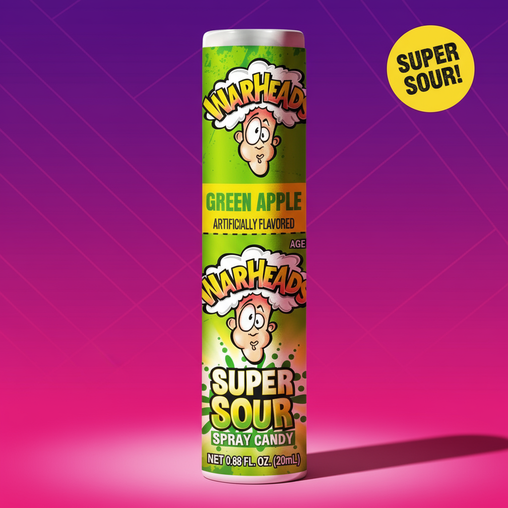 🍏 WARHEADS SUPER SOUR SPRAY – MELA VERDE ESPLOSIVA (USA)