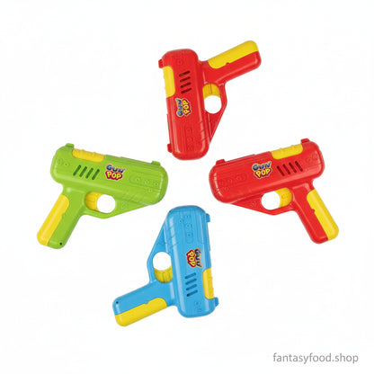 Assortimento completo di colori e gusti del lecca-lecca Johny Bee Gun Pop Trigger: mela verde, fragola e lampone.