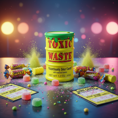 ☣️  TOXIC WASTE YELLOW EXTREME SOUR CANDY IL CLASSICO ACIDO (USA) 💛