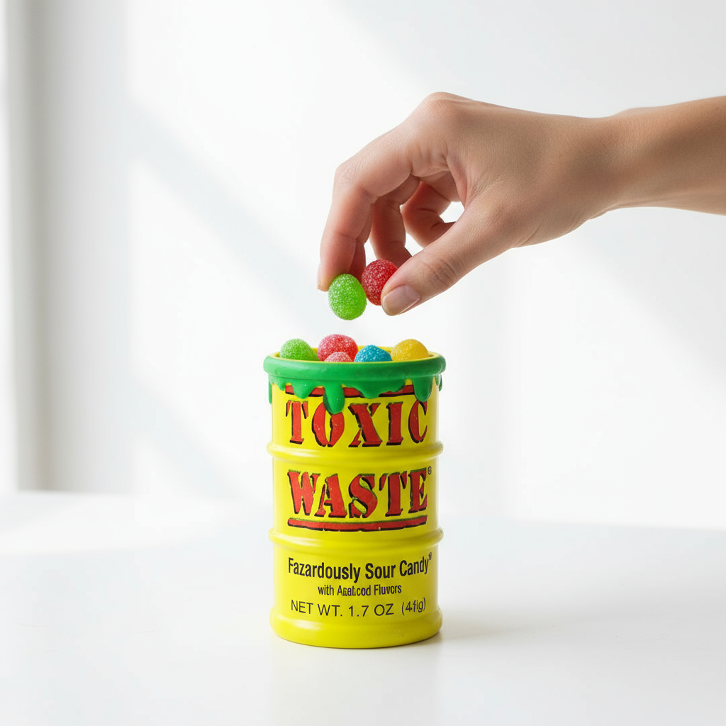 ☣️  TOXIC WASTE YELLOW EXTREME SOUR CANDY IL CLASSICO ACIDO (USA) 💛