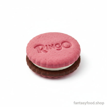Biscotto Ringo Cheesecake vista frontale che mostra il design del biscotto al cacao e vaniglia.