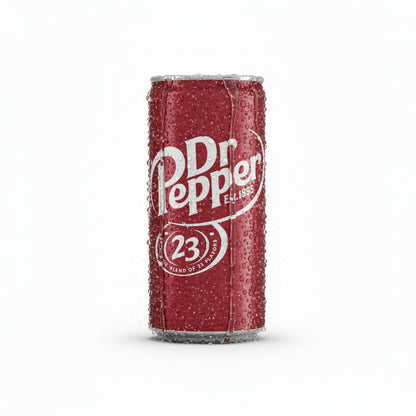 Lattina appena tolta dal frigo con goccioline d'acqua (usa nebulizzatore). Luce radente per enfatizzare la texture. bevanda piu antica degli U.S.A