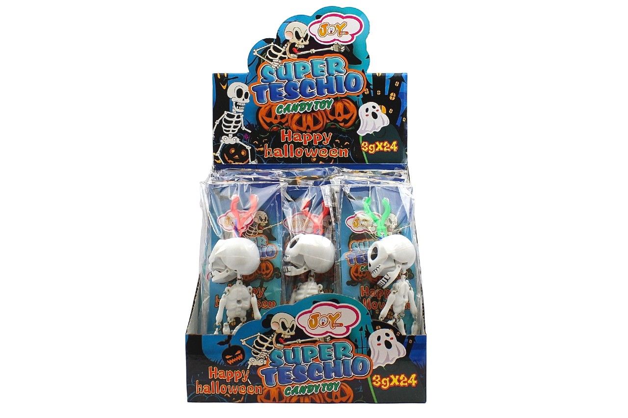 🧠 TOYS JOYGUM SUPER TESCHIO – Portachiavi con caramelle HAPPY HALLOWEEN