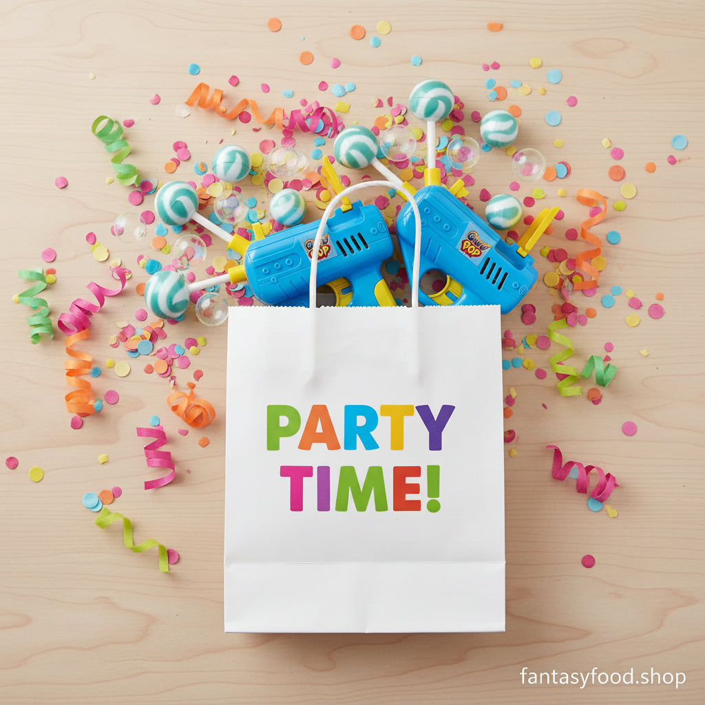 Johny Bee Gun Pop Trigger utilizzato come fantastico regalino di fine festa all'interno di una party bag.