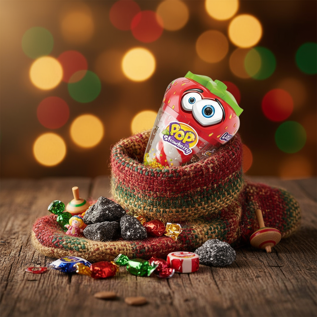 🍓 JOHNY BEE STRAWBERRY POP – 🇪🇺 LOLLIPOP CON MINI CANDIES (27G) 🍭