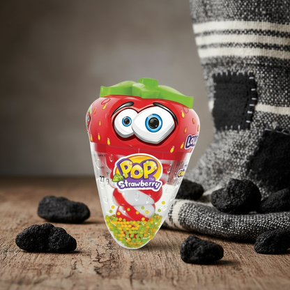 🍓 JOHNY BEE STRAWBERRY POP – 🇪🇺 LOLLIPOP CON MINI CANDIES (27G) 🍭