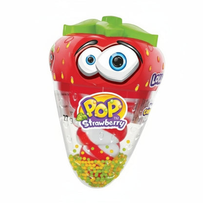 🍓 JOHNY BEE STRAWBERRY POP – 🇪🇺 LOLLIPOP CON MINI CANDIES (27G) 🍭