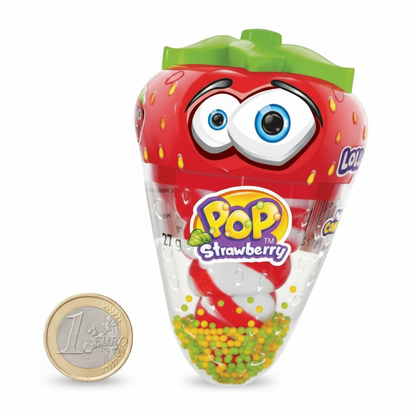🍓 JOHNY BEE STRAWBERRY POP – 🇪🇺 LOLLIPOP CON MINI CANDIES (27G) 🍭