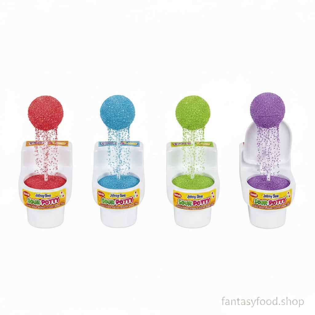 Bastoncino lecca-lecca intinto nella polvere frizzante acida estratto dal mini water.