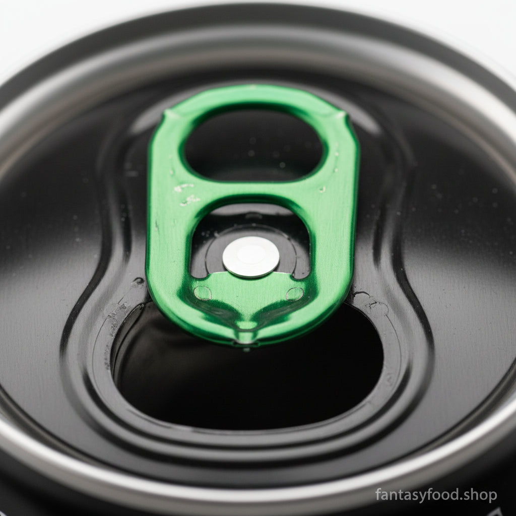 Dettaglio linguetta di apertura verde Monster Energy