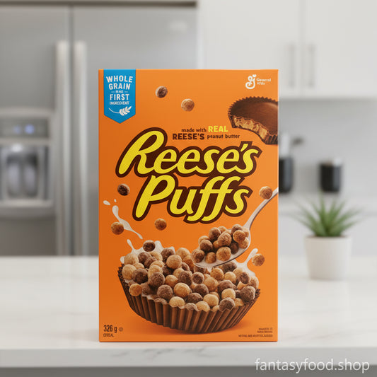 Scatola originale cereali Reese's Puffs da 326 grammi General Mills.